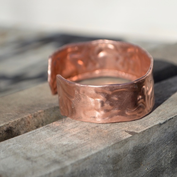 Mens Copper Embossed Cuff Bracelet Floral Cowboy - Picture 4 of 7